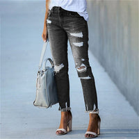 Light Wash Ripped Jeans black