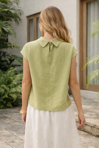 Linen Shirt Cap Sleeve3