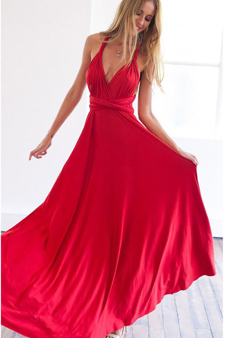 Long flowy maxi dress red