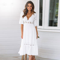 Midi White Boho Dress