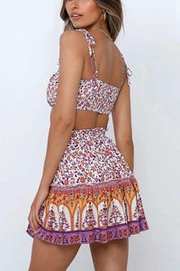 Mini Dress Floral Two Piece Set