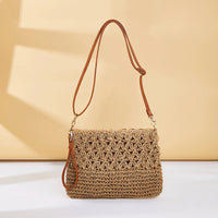 Natural Straw Crossbody Bag brown