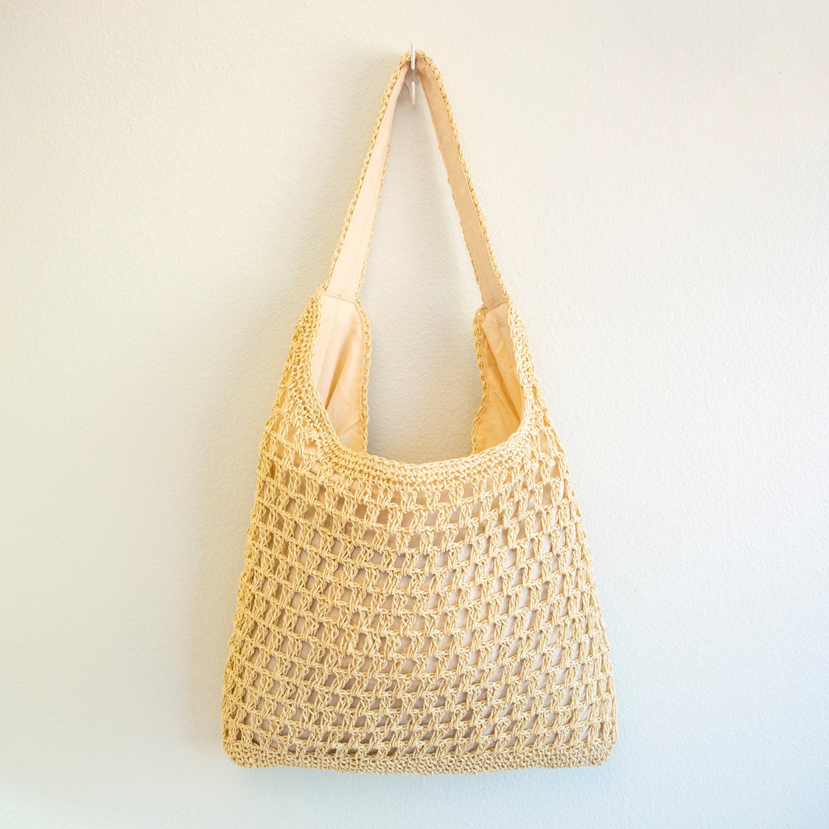 Natural Straw Tote Bag white