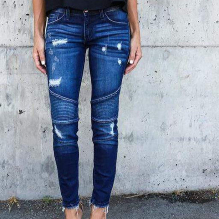 Ripped Denim Jeans Womens blue