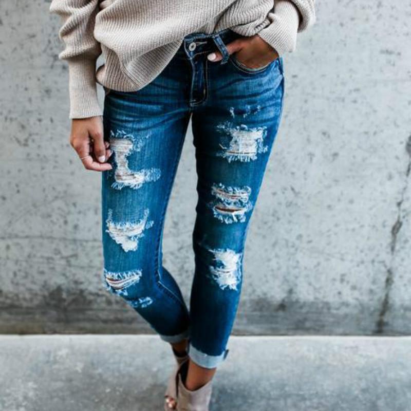 Ripped Jean Women Skinny