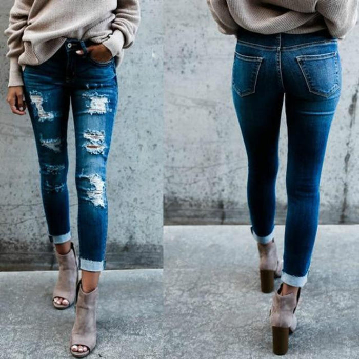 Ripped Jeans Women Skinny
