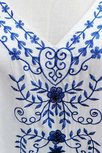 Boho Embroidered Short Sleeve Maxi Dress