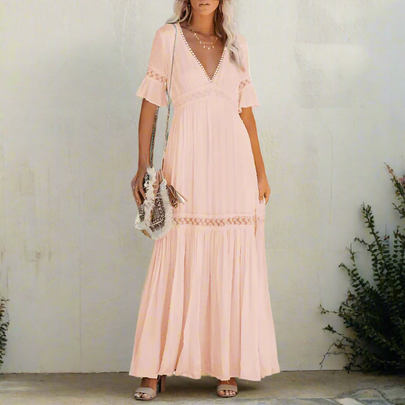 Rose lace boho dress