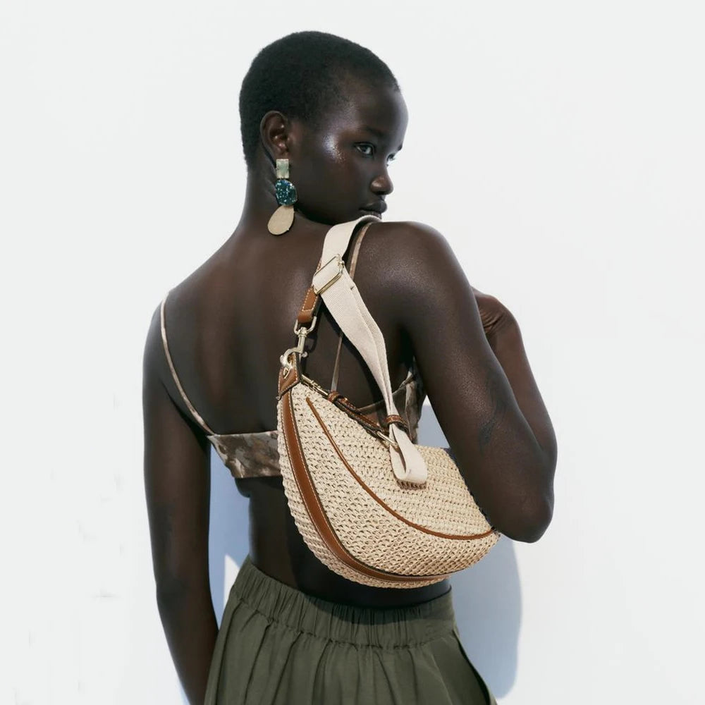 Woven Straw Crossbody Bag