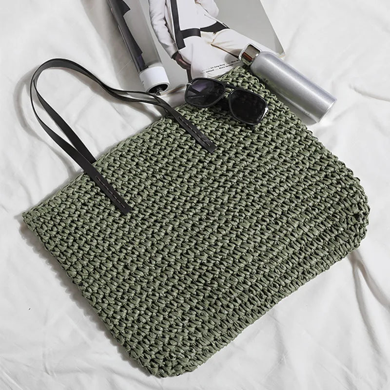 Straw Tote Beach Bag