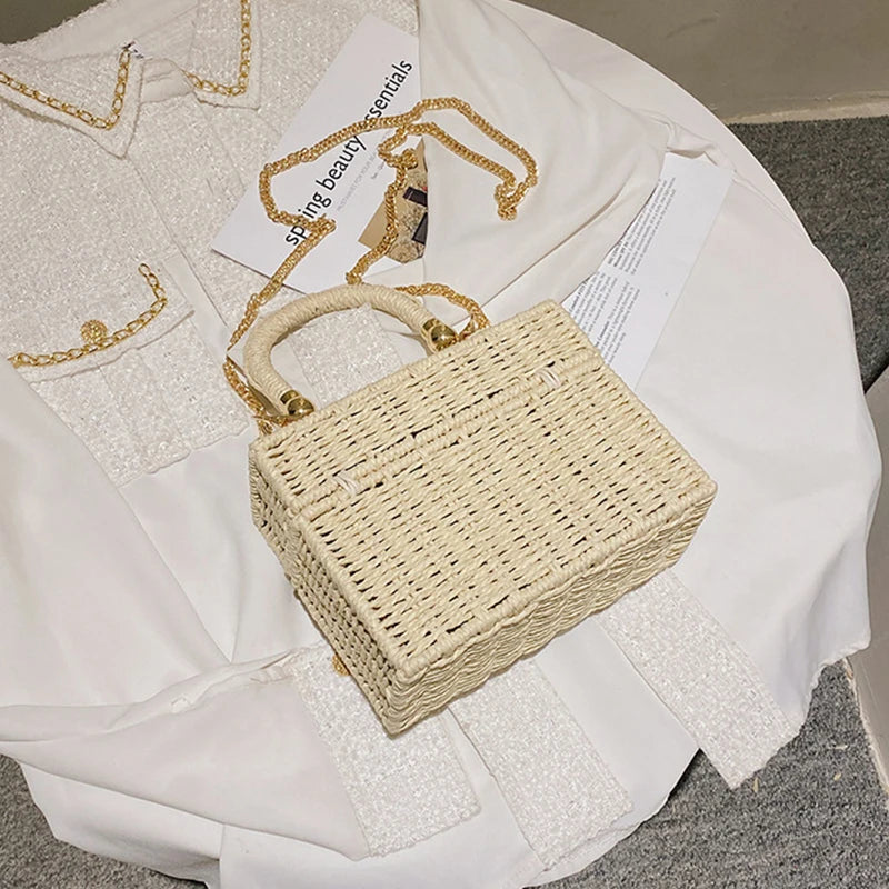 Small Straw Bag white