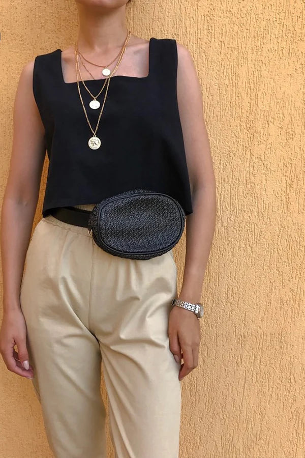 Small Straw Crossbody Bag beach