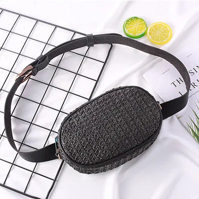 Small Straw Crossbody Bag black