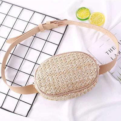 Small Straw Crossbody Bag white