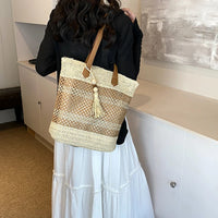 Small Straw Tote Bag white