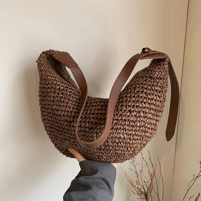 Straw And Leather Crossbody bag