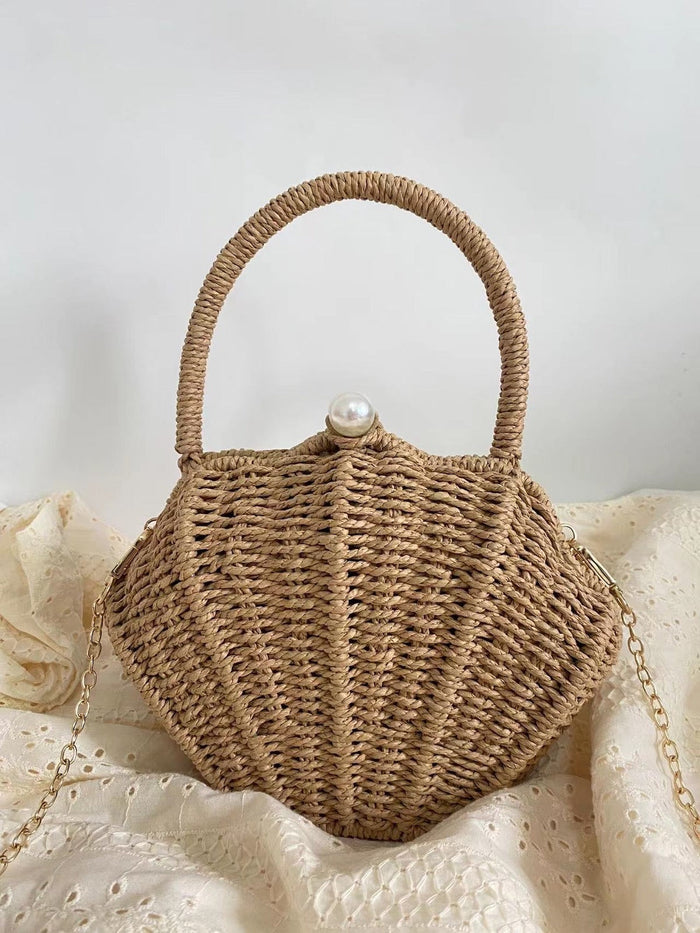Straw Basket Handbag brown