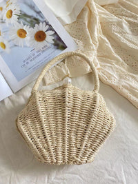 Straw Basket Handbag white