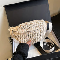 Straw Fanny Pack white