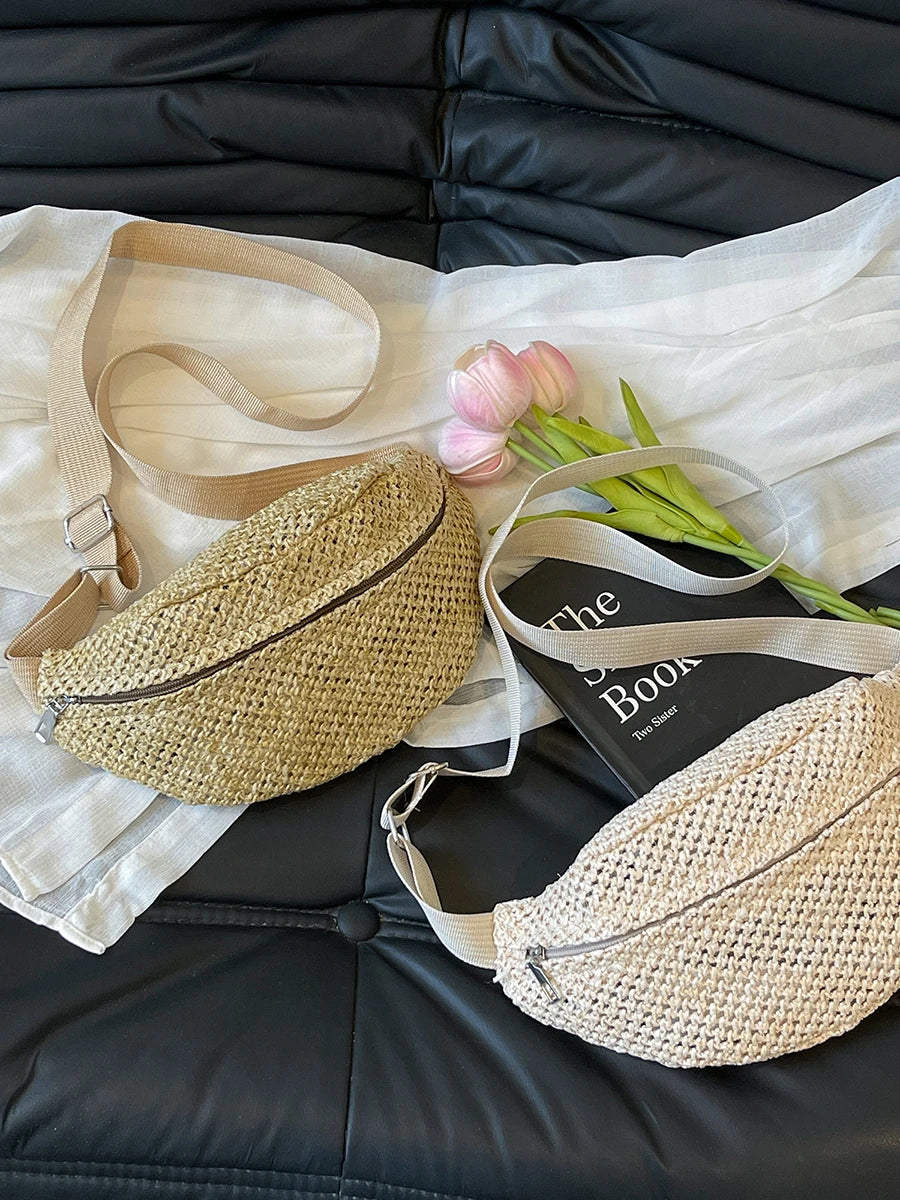 Straw Fanny Pack women