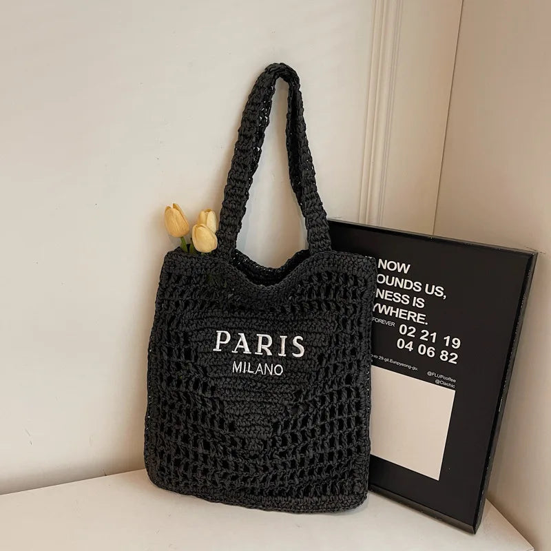 Straw Handbags for Women black