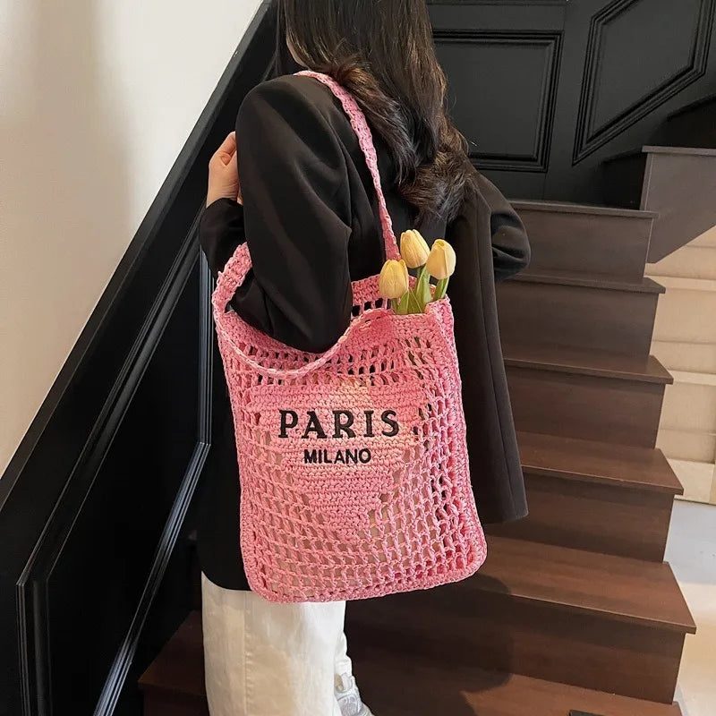 Straw Handbags for Women rose