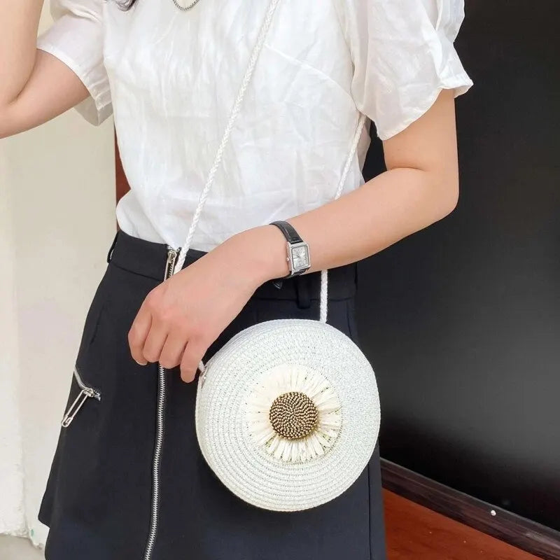 Straw Mini Bag tote white