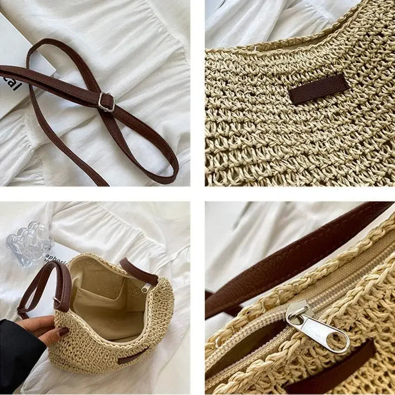 Summer Crossbody Straw Bag
