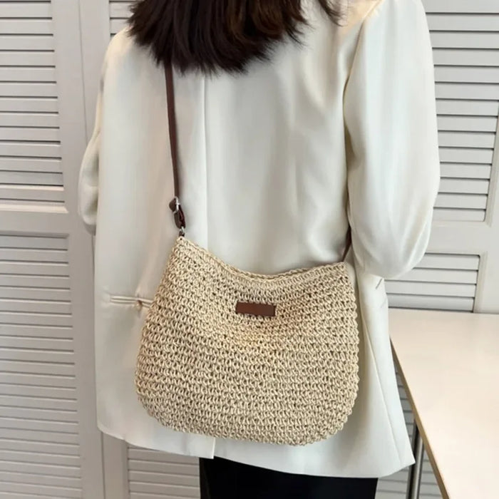 Summer Crossbody Straw Bag white
