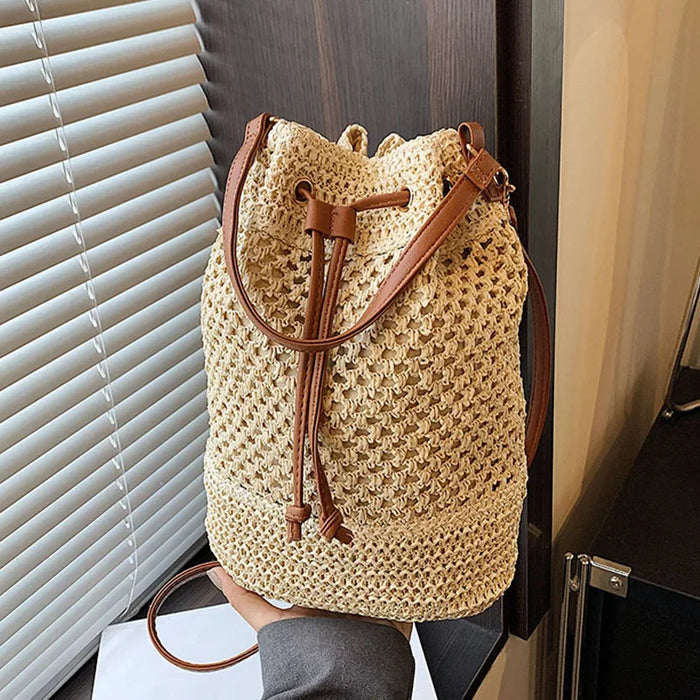 Summer Straw Crossbody Bag white