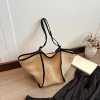 Summer Straw Tote Bags Black