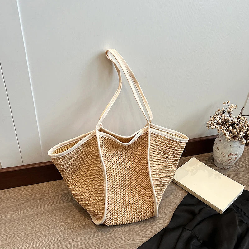 Summer Straw Tote Bags white
