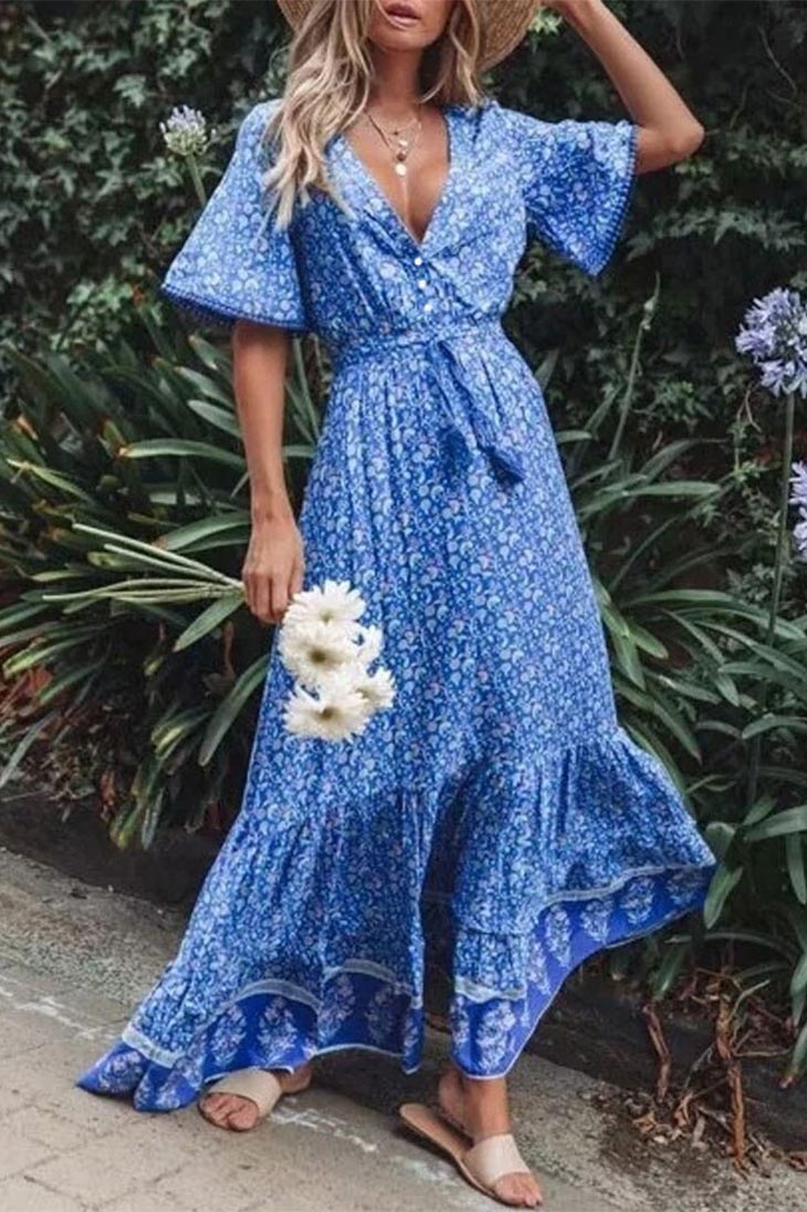 Turquoise Boho Dress