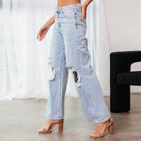 Wide Leg Ripped Jeans women