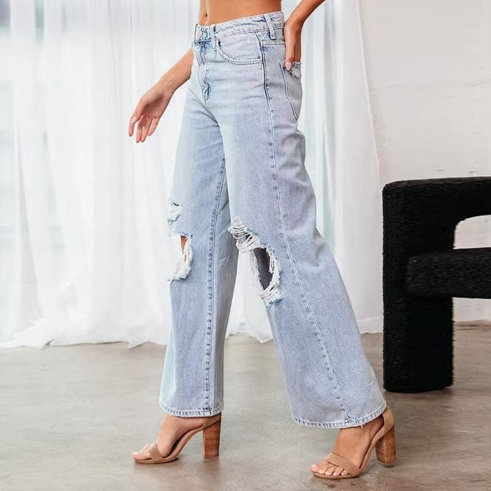 Wide Leg Ripped Jeans women