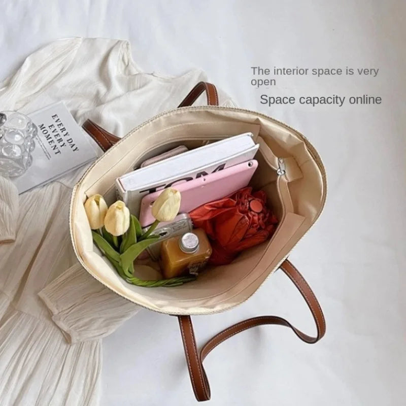 Woven Straw Tote Bag