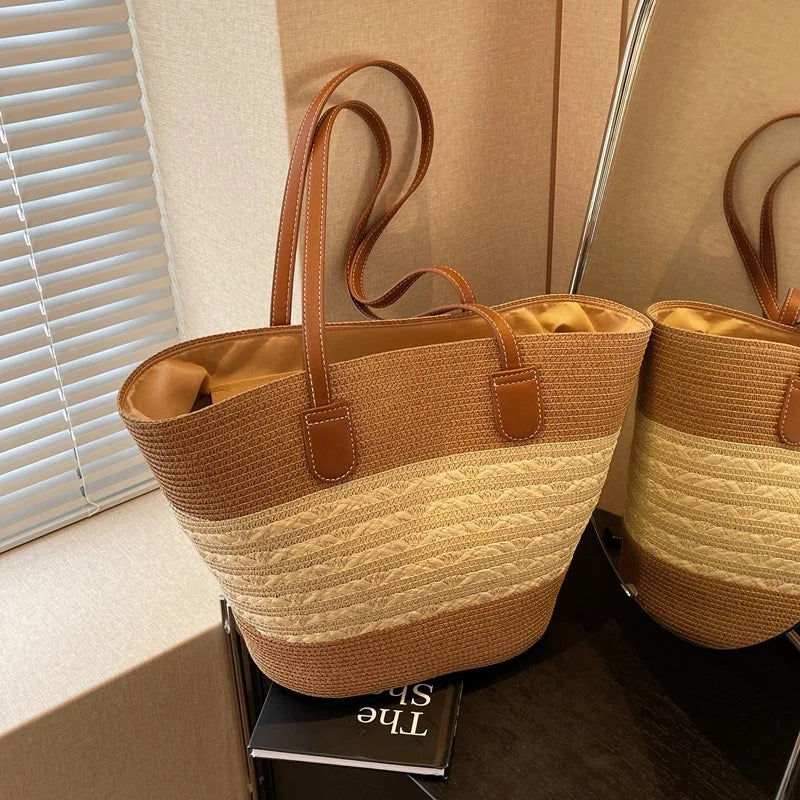 Woven Straw Tote Bag beach