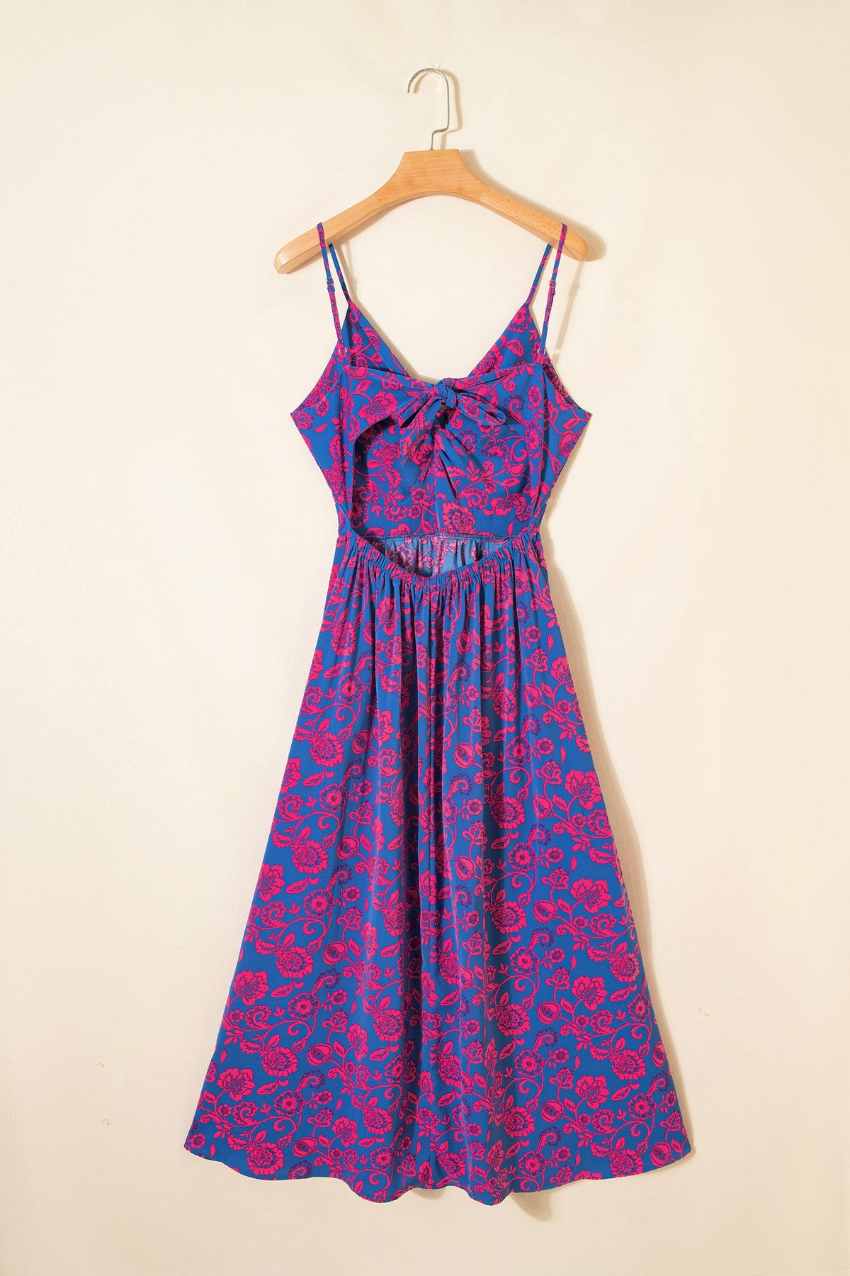 Backless Blue Dress Detail Close