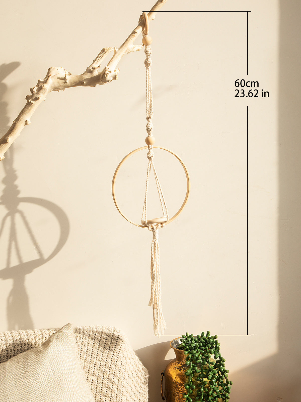 Beaded Macrame Hanger Natural Cotton