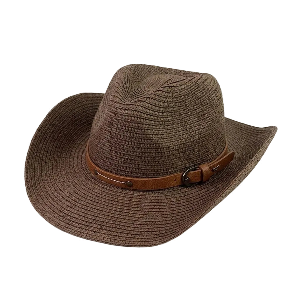Beige bohemian wide brim hat