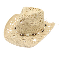 Beige woven boho western hat