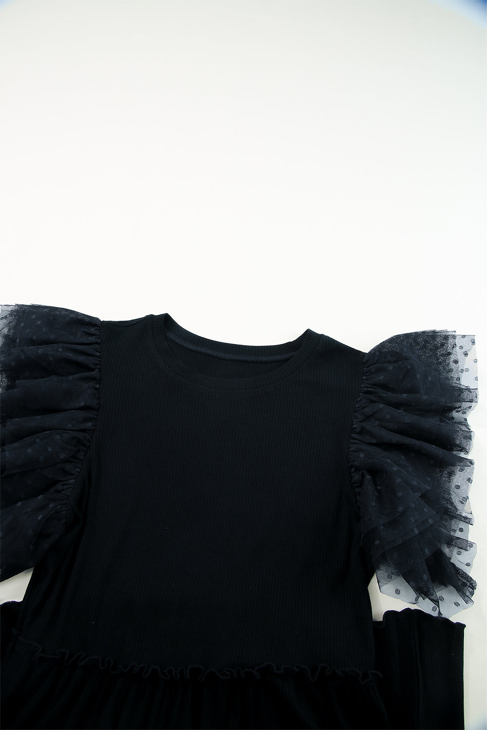 Black Bohemian Mini Dress Closeup