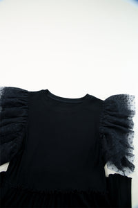 Black Bohemian Mini Dress Closeup