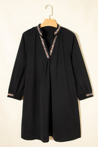 Black Boho Crochet Detail Dress