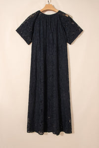 Black crochet boho maxi dress