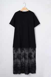 Black floral tiered maxi dress