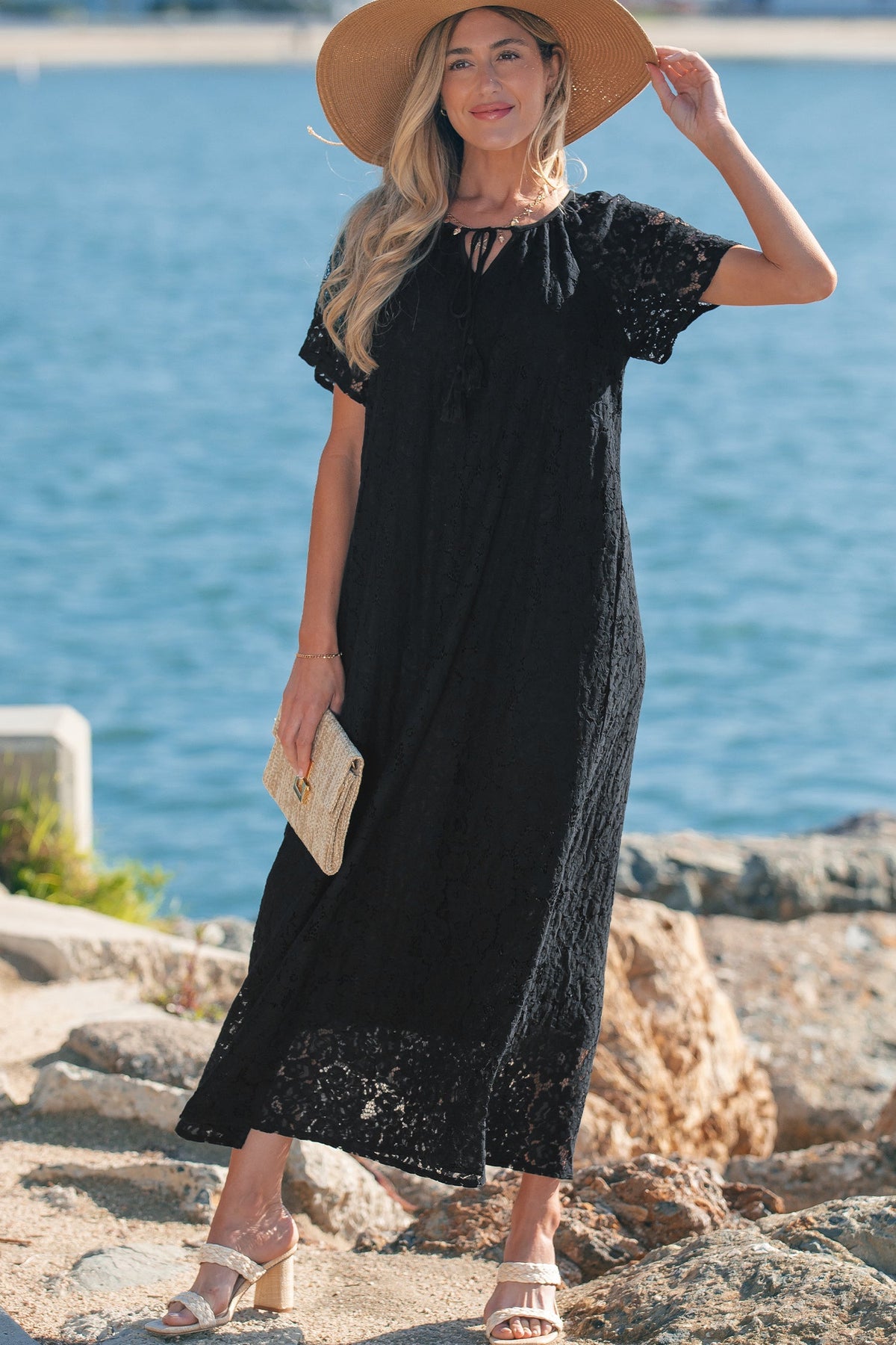 Black Lace Beach Maxi Dress