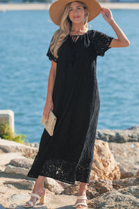 Black Lace Beach Maxi Dress