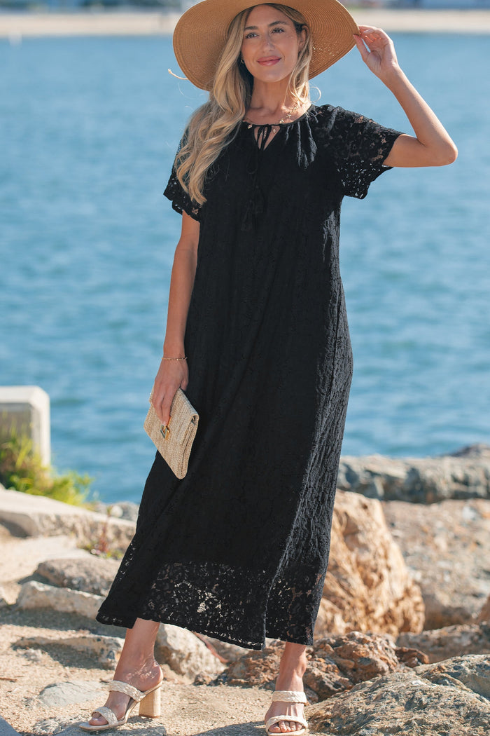 Black Lace Beach Maxi Dress