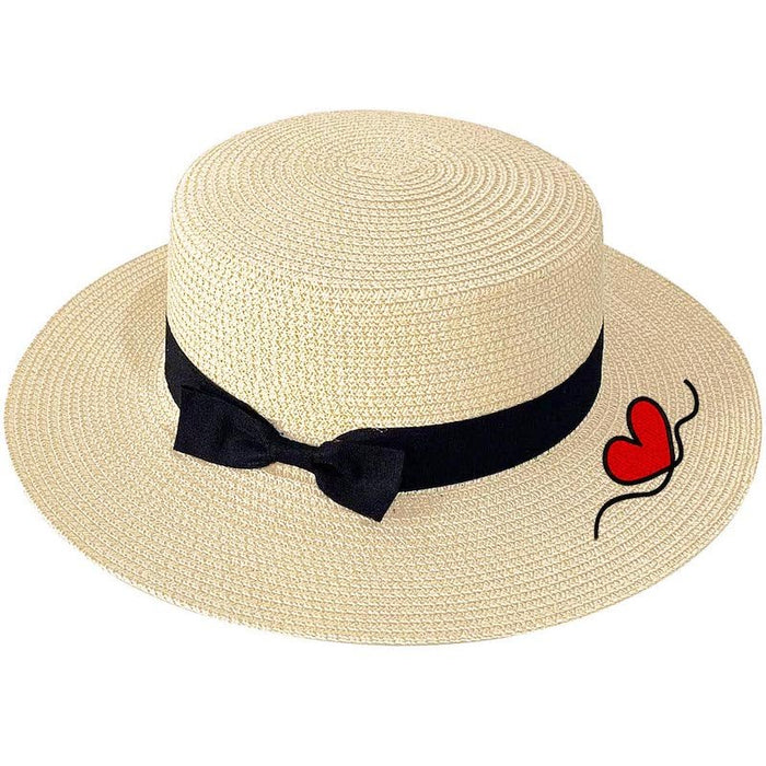 Black Straw Boater Hat
